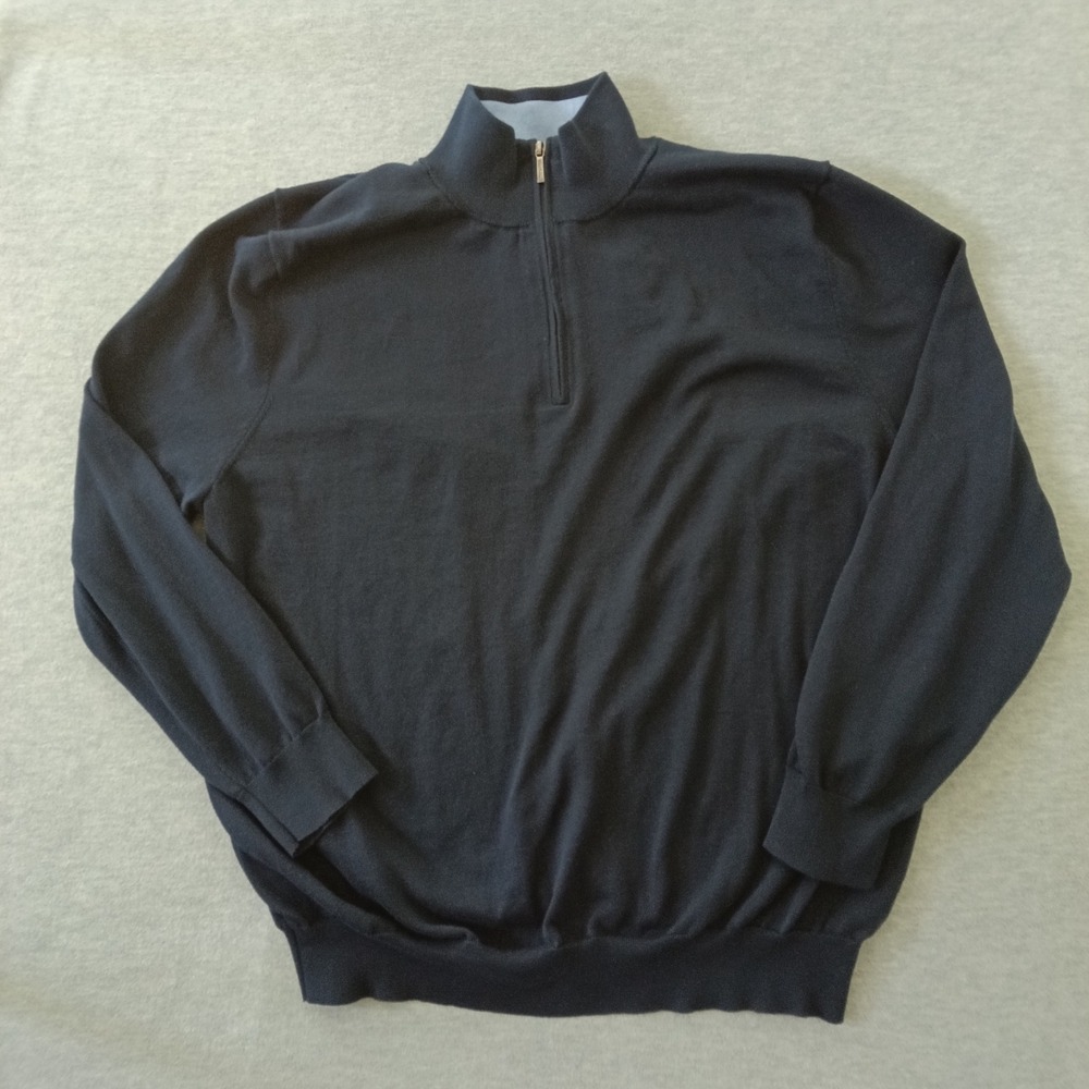 Brooks Brothers Supima Cotton Navy Blue Quarter Zip Sweater XXL